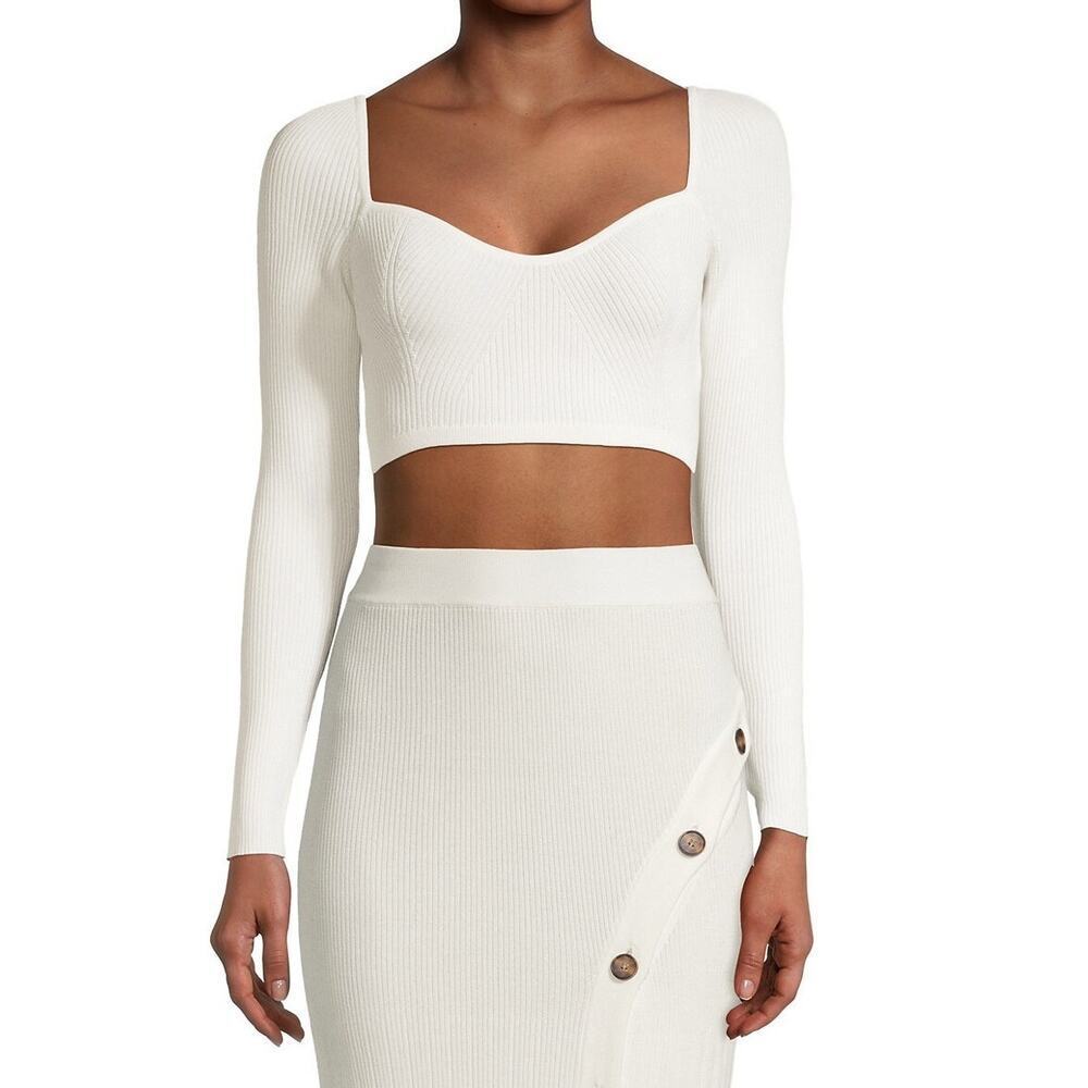 SIGNIFICANT OTHER Dacia Sweetheart Rib Knit Crop Top In Ivory Size XS NWOT